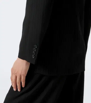 Saint Laurent Chalk stripe wool-blend grain de poudre blazer | Thumbnail 4