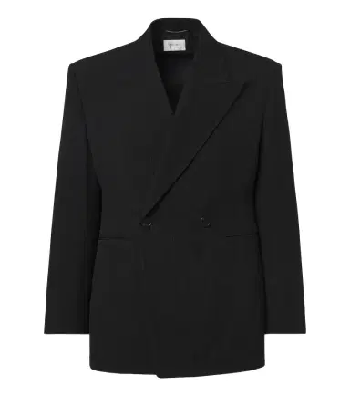 Saint Laurent Chalk stripe wool-blend grain de poudre blazer | Thumbnail 1