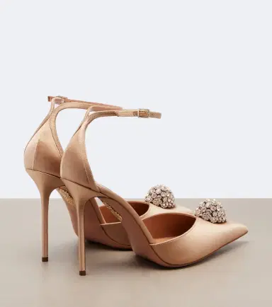 Aquazzura Drop embellished satin slingback pumps | Thumbnail 2