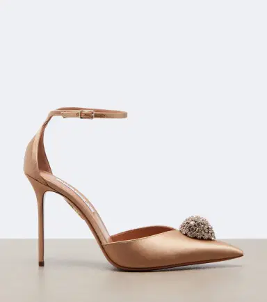Aquazzura Drop embellished satin slingback pumps | Thumbnail 3