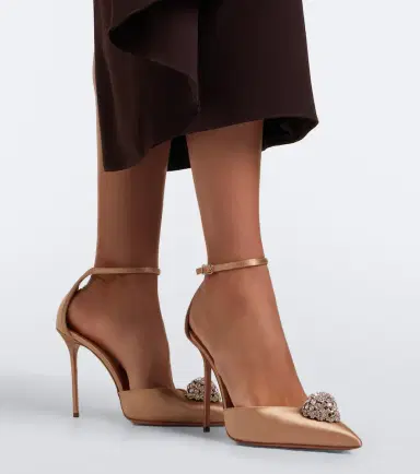 Aquazzura Drop embellished satin slingback pumps | Thumbnail 5