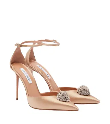 Aquazzura Drop embellished satin slingback pumps | Thumbnail 1