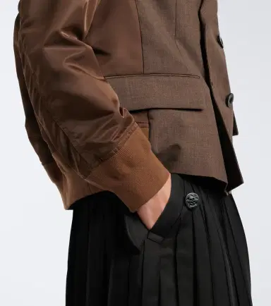 Sacai Double-breasted wool and technical jacket | Thumbnail 2 Sacai Double-breasted wool and technical jacket | Thumbnail 2