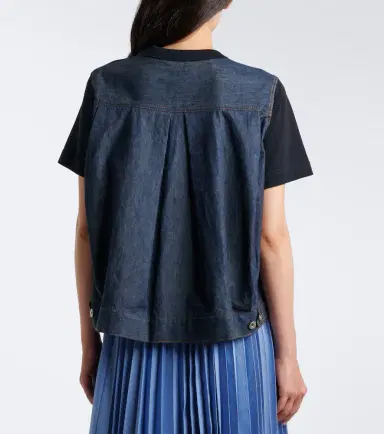 Sacai Cotton jersey and denim T-shirt | Thumbnail 2 Sacai Cotton jersey and denim T-shirt | Thumbnail 2