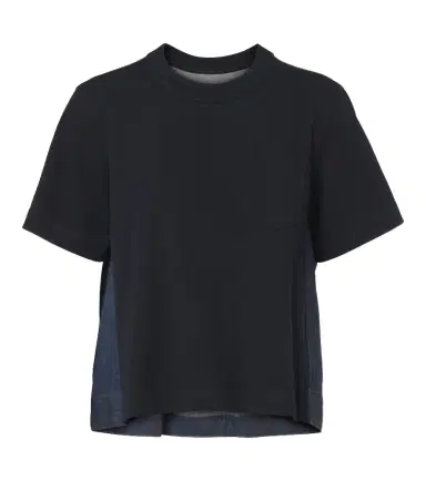 Sacai Cotton jersey and denim T-shirt | Thumbnail 1 Sacai Cotton jersey and denim T-shirt | Thumbnail 1