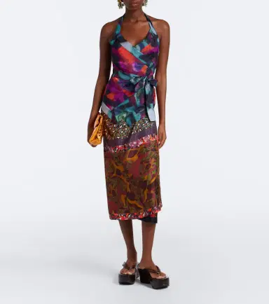 Dries Van Noten Printed moiré wrap top | Thumbnail 3 Dries Van Noten Printed moiré wrap top | Thumbnail 3