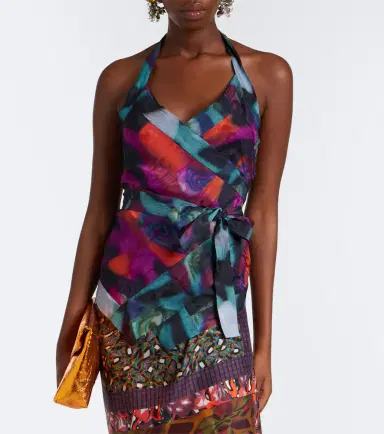Dries Van Noten Printed moiré wrap top | Thumbnail 4 Dries Van Noten Printed moiré wrap top | Thumbnail 4