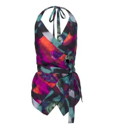 Dries Van Noten Printed moiré wrap top | Thumbnail 1 Dries Van Noten Printed moiré wrap top | Thumbnail 1