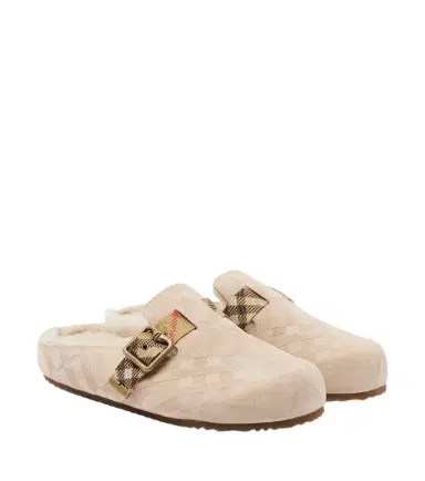 Burberry Urchin shearling-lined suede clogs | Thumbnail 1 Burberry Urchin shearling-lined suede clogs | Thumbnail 1