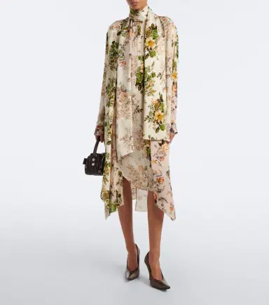 Acne Studios Tie-neck floral silk georgette midi dress | Thumbnail 5