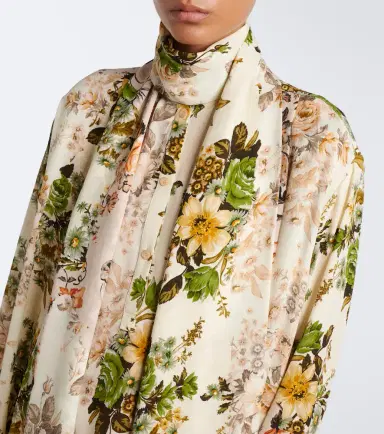 Acne Studios Tie-neck floral silk georgette midi dress | Thumbnail 6