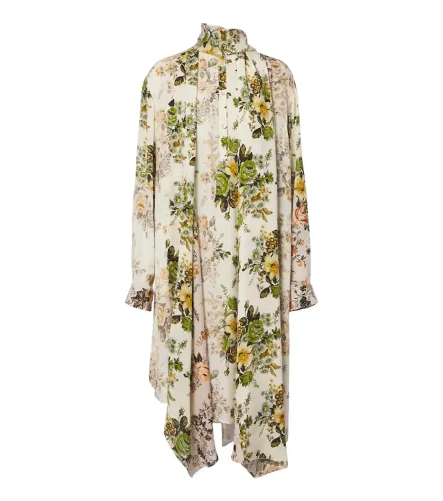 Acne Studios Tie-neck floral silk georgette midi dress