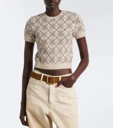 Acne Studios Argyle cotton-blend bouclé sweater | Thumbnail 2 Acne Studios Argyle cotton-blend bouclé sweater | Thumbnail 2