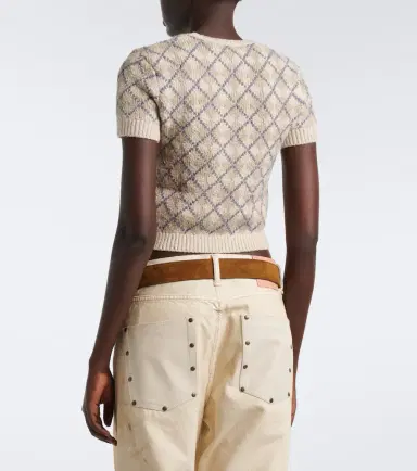 Acne Studios Argyle cotton-blend bouclé sweater | Thumbnail 3 Acne Studios Argyle cotton-blend bouclé sweater | Thumbnail 3