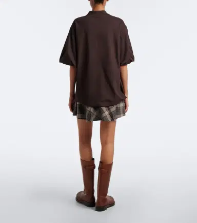 Acne Studios Checked layered cotton-blend polo dress | Thumbnail 4