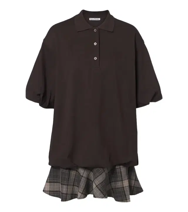 Acne Studios Checked layered cotton-blend polo dress