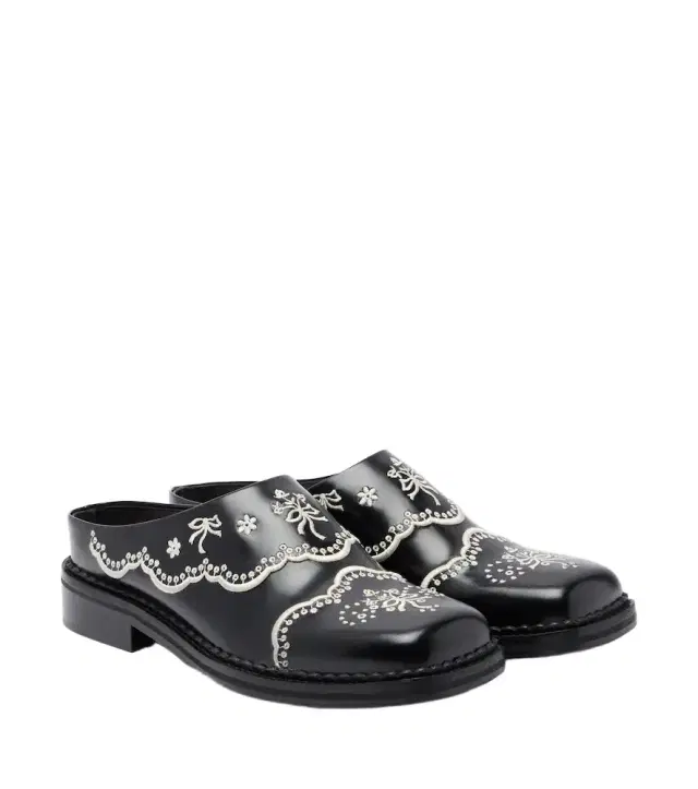 Simone Rocha Embroidered leather mules