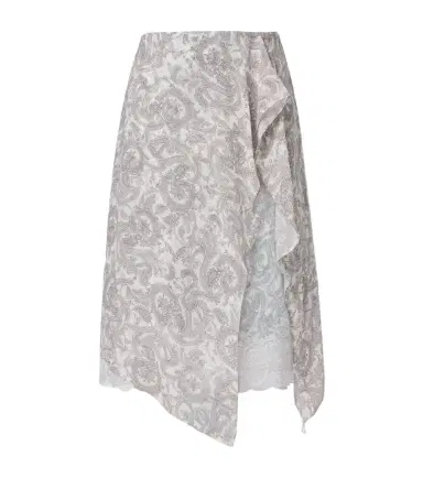 Acne Studios Paisley lace-trimmed silk crêpe midi skirt | Thumbnail 1