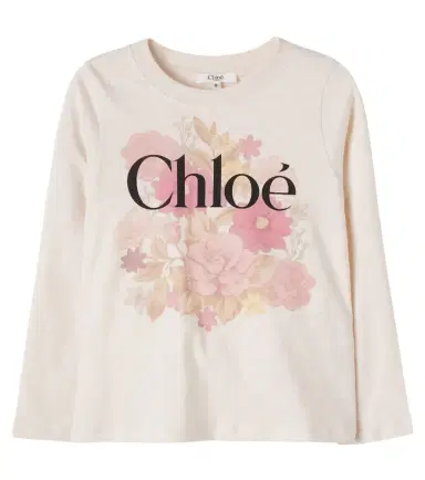 CHLOÉ KIDS Chloé Kids Logo floral cotton jersey T-shirt | Thumbnail 1