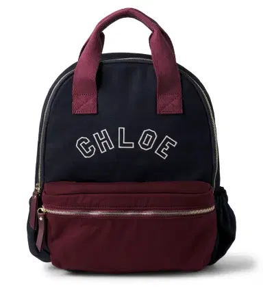 CHLOÉ KIDS Chloé Kids Logo leather-trimmed backpack | Thumbnail 1 CHLOÉ KIDS Chloé Kids Logo leather-trimmed backpack | Thumbnail 1