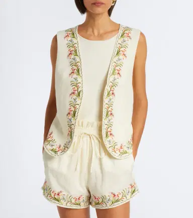 Xu Zhi Embroidered silk and linen vest | Thumbnail 4 Xu Zhi Embroidered silk and linen vest | Thumbnail 4