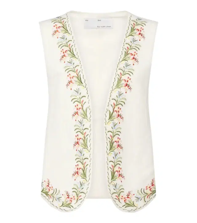 Xu Zhi Embroidered silk and linen vest
