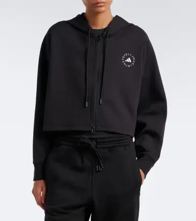 adidas by Stella McCartney Logo cropped cotton-blend hoodie | Thumbnail 2 adidas by Stella McCartney Logo cropped cotton-blend hoodie | Thumbnail 2