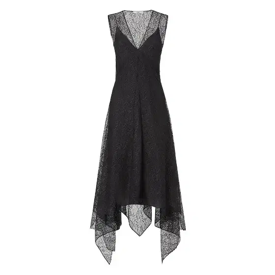 Midi dress with an asymmetric skirt, made in a combination