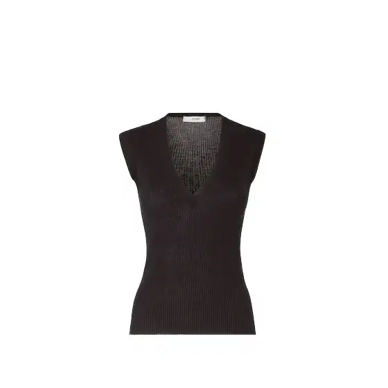 V-neck, fitted sleeveless top