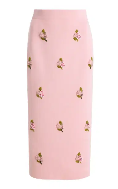 Carolina Herrera Embroidered Silk-Cotton Midi Pencil Skirt | Thumbnail 1