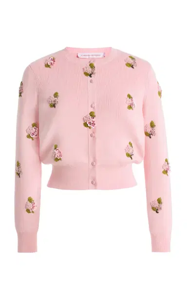 Carolina Herrera Embroidered Silk-Cotton Cardigan | Thumbnail 1 Carolina Herrera Embroidered Silk-Cotton Cardigan | Thumbnail 1