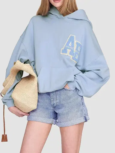 Anine Bing Women's Harvey Letterman Cotton Fleece Hoodie | Thumbnail 4 Anine Bing Women's Harvey Letterman Cotton Fleece Hoodie | Thumbnail 4