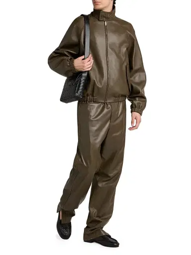 Bottega Veneta Men's Raglan Sleeve Leather Jacket - Wader Green - Size 42 | Thumbnail 2 Bottega Veneta Men's Raglan Sleeve Leather Jacket - Wader Green - Size 42 | Thumbnail 2