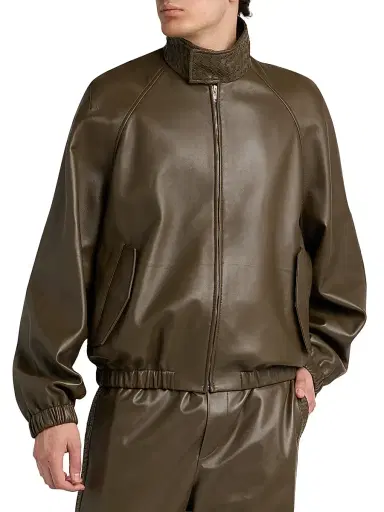 Bottega Veneta Men's Raglan Sleeve Leather Jacket - Wader Green - Size 42 | Thumbnail 3 Bottega Veneta Men's Raglan Sleeve Leather Jacket - Wader Green - Size 42 | Thumbnail 3
