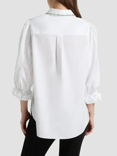 Cinq à Sept Women's Kaitlin Embellished Cotton-Blend Poplin Shirt - White - Size XL | Thumbnail 5 Cinq à Sept Women's Kaitlin Embellished Cotton-Blend Poplin Shirt - White - Size XL | Thumbnail 5