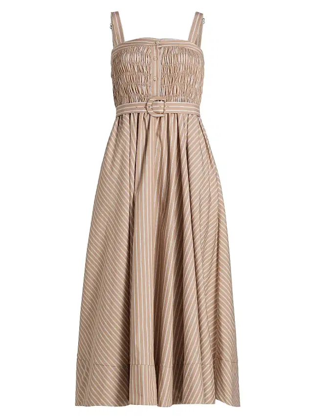 Cinq à Sept Women's Clara Stripe Zoie Midi-Dress - Brown Sandstone