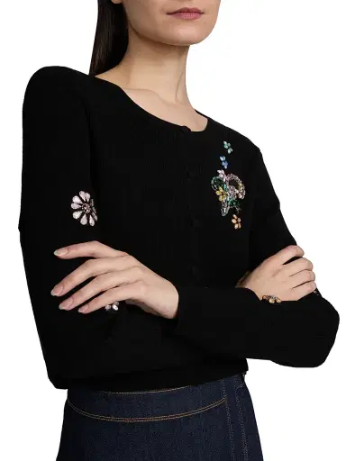 Cinq à Sept Women's Allison Embellished Cardigan - Black Multi | Thumbnail 6 Cinq à Sept Women's Allison Embellished Cardigan - Black Multi | Thumbnail 6