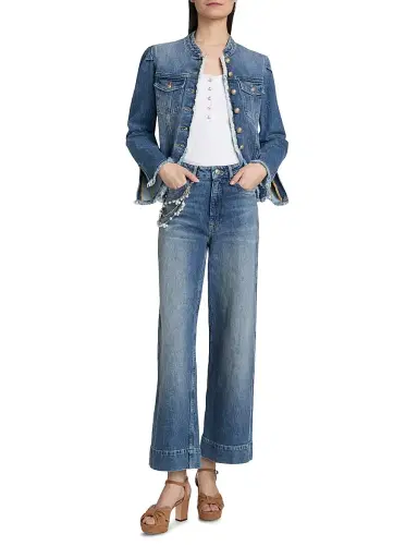 Cinq à Sept Women's Betsy Pearl-Chain Stretch-Cotton Straight-Leg Jeans - Amberstone | Thumbnail 2