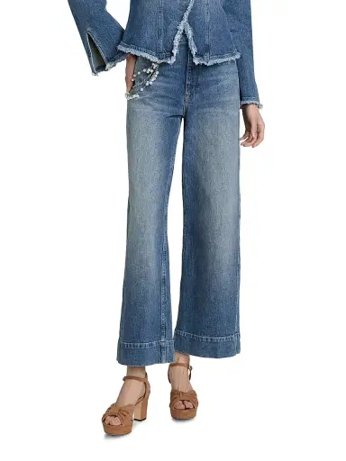Cinq à Sept Women's Betsy Pearl-Chain Stretch-Cotton Straight-Leg Jeans - Amberstone | Thumbnail 3