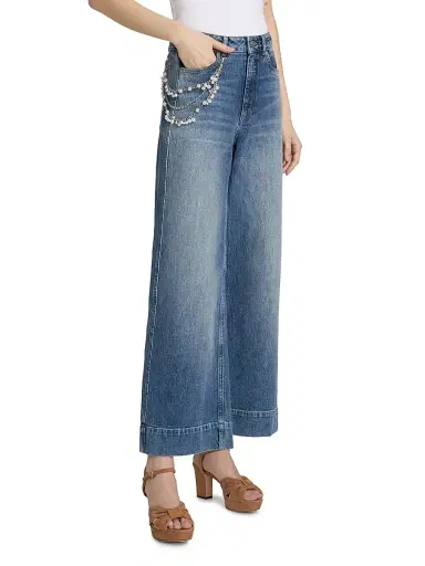 Cinq à Sept Women's Betsy Pearl-Chain Stretch-Cotton Straight-Leg Jeans - Amberstone | Thumbnail 4