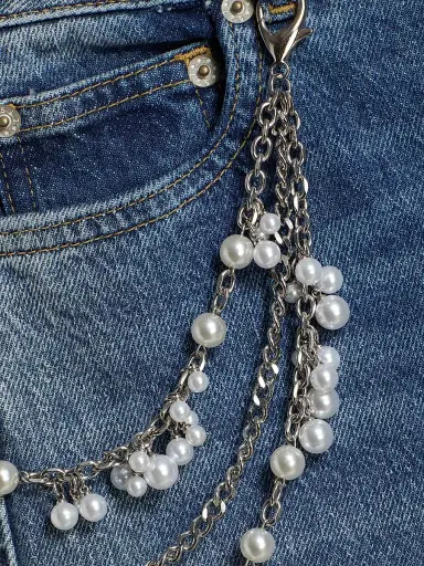 Cinq à Sept Women's Betsy Pearl-Chain Stretch-Cotton Straight-Leg Jeans - Amberstone | Thumbnail 7