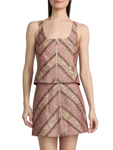 Cinq à Sept Women's Nicole Pepper Paisley Denim Top - Amour Pink Multi - Size XL | Thumbnail 3 Cinq à Sept Women's Nicole Pepper Paisley Denim Top - Amour Pink Multi - Size XL | Thumbnail 3