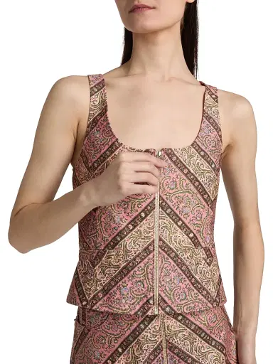 Cinq à Sept Women's Nicole Pepper Paisley Denim Top - Amour Pink Multi - Size XL | Thumbnail 6 Cinq à Sept Women's Nicole Pepper Paisley Denim Top - Amour Pink Multi - Size XL | Thumbnail 6