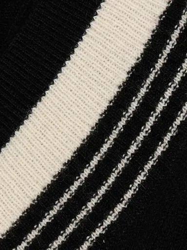 Nili Lotan Women's Aziel Striped Cashmere V-Neck Sweater - Black | Thumbnail 7 Nili Lotan Women's Aziel Striped Cashmere V-Neck Sweater - Black | Thumbnail 7