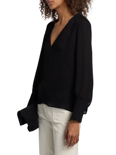 Nili Lotan Women's Mariposa Silk V-Neck Blouse | Thumbnail 4 Nili Lotan Women's Mariposa Silk V-Neck Blouse | Thumbnail 4