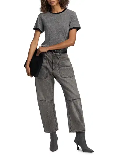 Nili Lotan Women's Lana Cotton-Blend T-Shirt - Heather Grey Jet Black - Size XL | Thumbnail 2 Nili Lotan Women's Lana Cotton-Blend T-Shirt - Heather Grey Jet Black - Size XL | Thumbnail 2