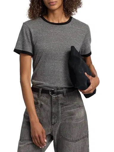 Nili Lotan Women's Lana Cotton-Blend T-Shirt - Heather Grey Jet Black - Size XL | Thumbnail 3 Nili Lotan Women's Lana Cotton-Blend T-Shirt - Heather Grey Jet Black - Size XL | Thumbnail 3