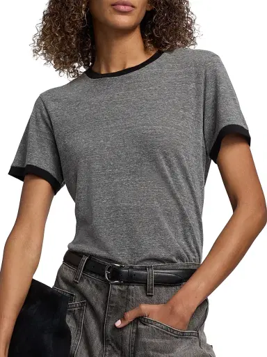 Nili Lotan Women's Lana Cotton-Blend T-Shirt - Heather Grey Jet Black - Size XL | Thumbnail 6 Nili Lotan Women's Lana Cotton-Blend T-Shirt - Heather Grey Jet Black - Size XL | Thumbnail 6