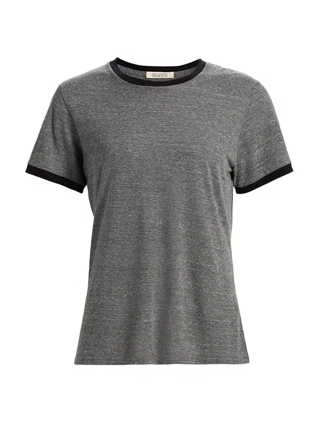 Nili Lotan Women's Lana Cotton-Blend T-Shirt - Heather Grey Jet Black