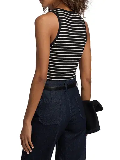 Nili Lotan Women's Lottie Striped Silk Tank - Black Thin Ivory Stripe - Size XL | Thumbnail 5 Nili Lotan Women's Lottie Striped Silk Tank - Black Thin Ivory Stripe - Size XL | Thumbnail 5